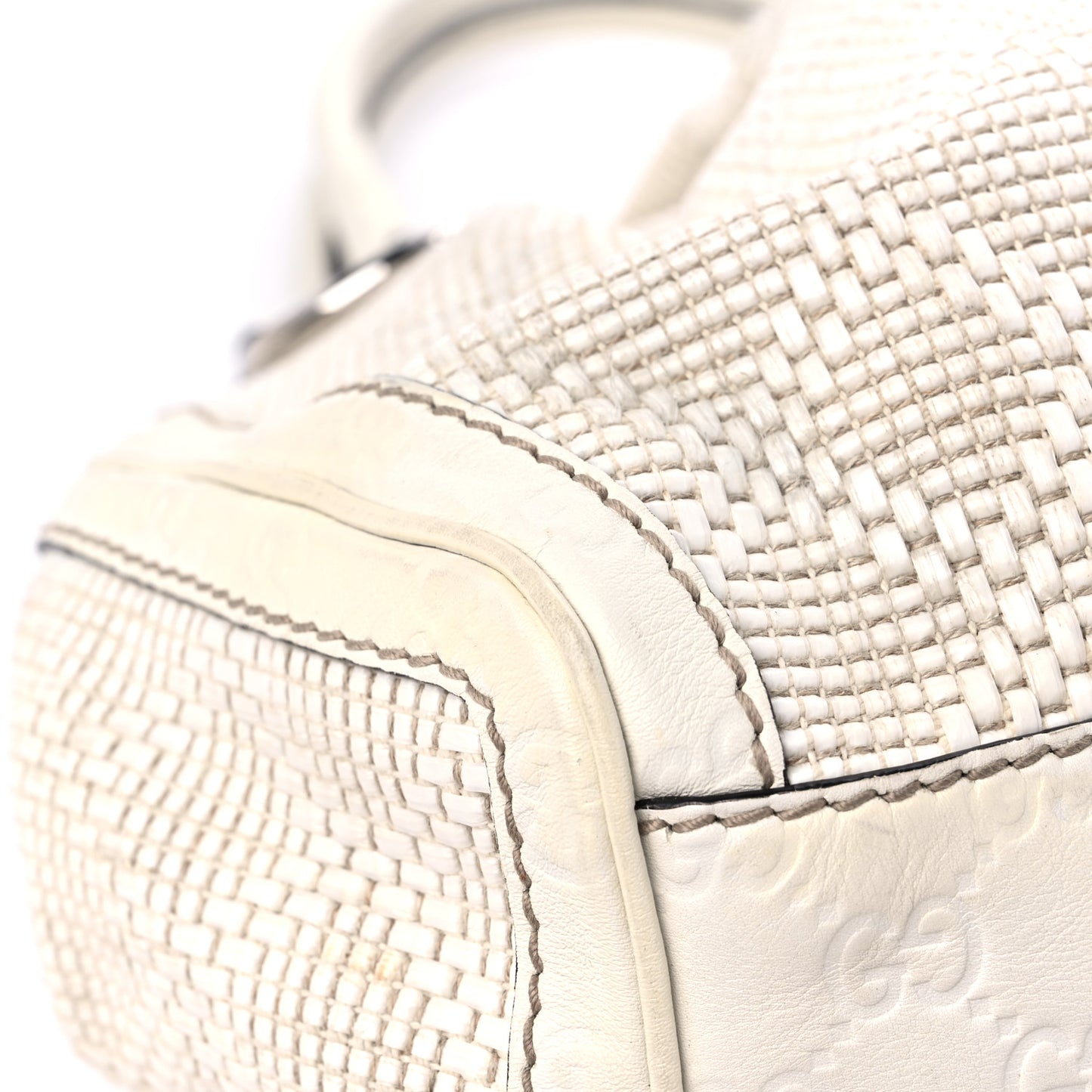 Woven Raffia Diamante Medium Sukey Tote White
