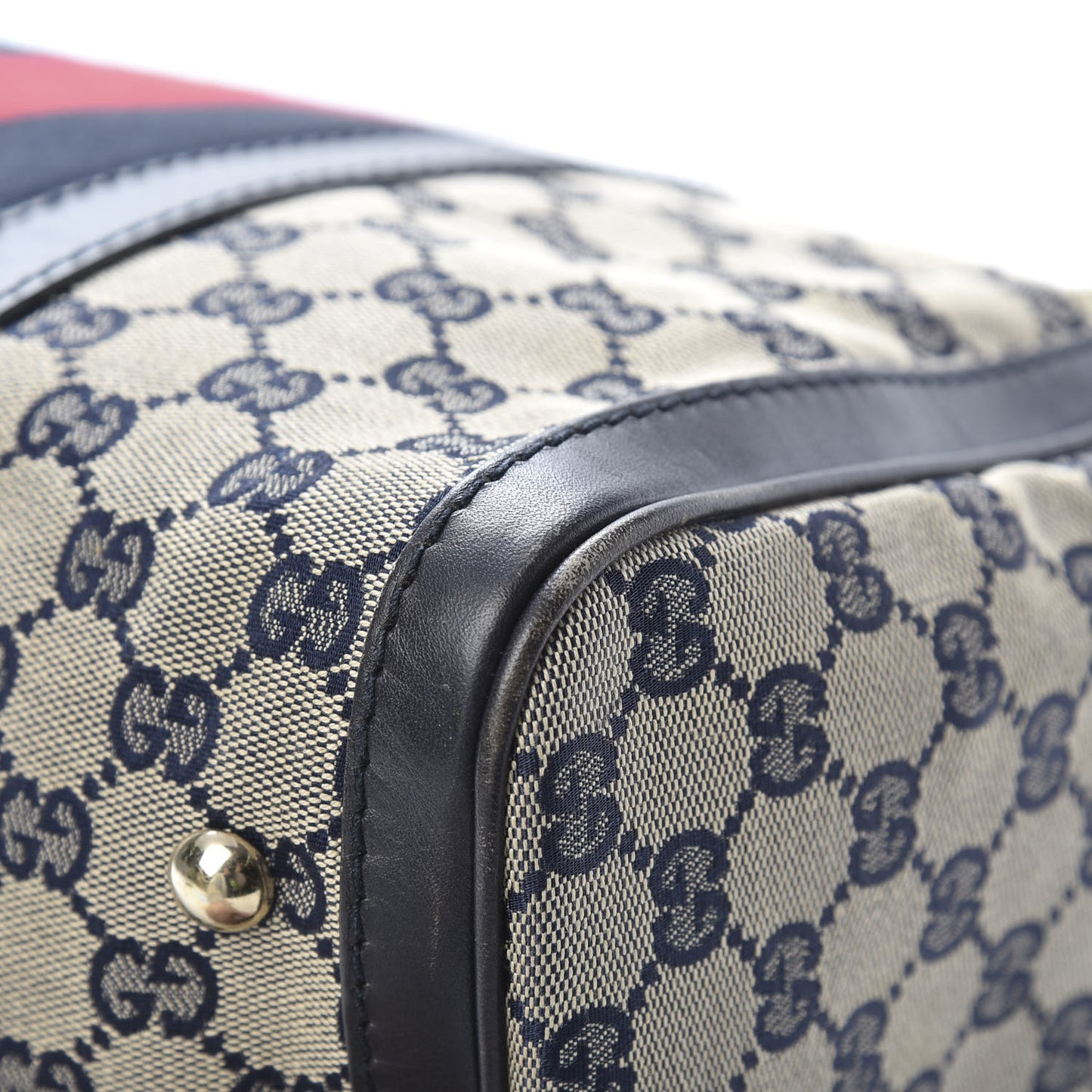 Monogram Selleria Calfskin Vintage Web Medium Boston Beige Blue