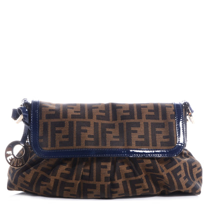 Fendi Zucca Patent Small Chef Shoulder Bag Tobacco Blue 1 of 9