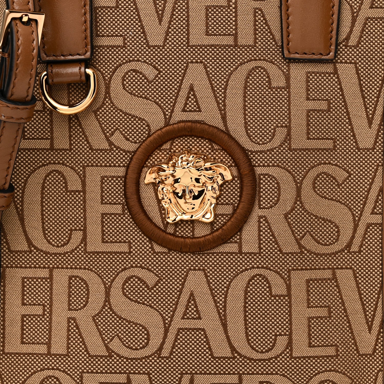 Versace Jacquard Canvas Allover Medusa Tote Bag Beige 7 of 9