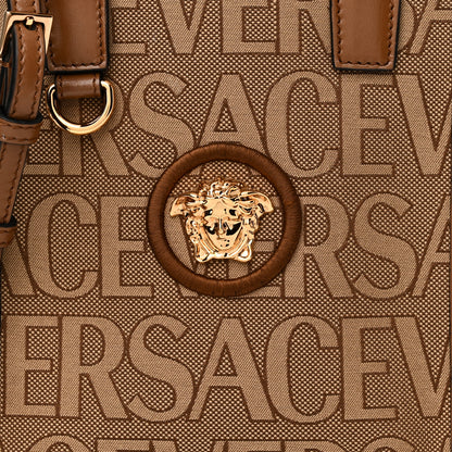 Versace Jacquard Canvas Allover Medusa Tote Bag Beige 7 of 9