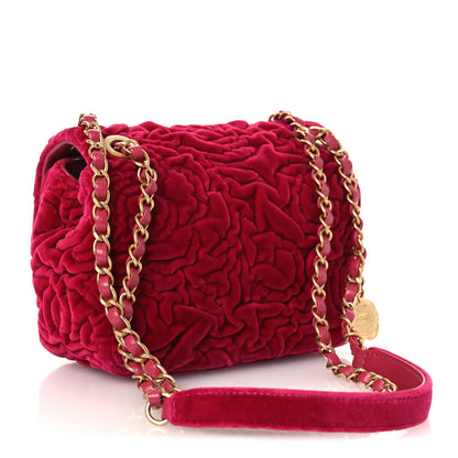 Chanel Velvet Camellia Embossed Mini Square Flap Fushia 2 of 11