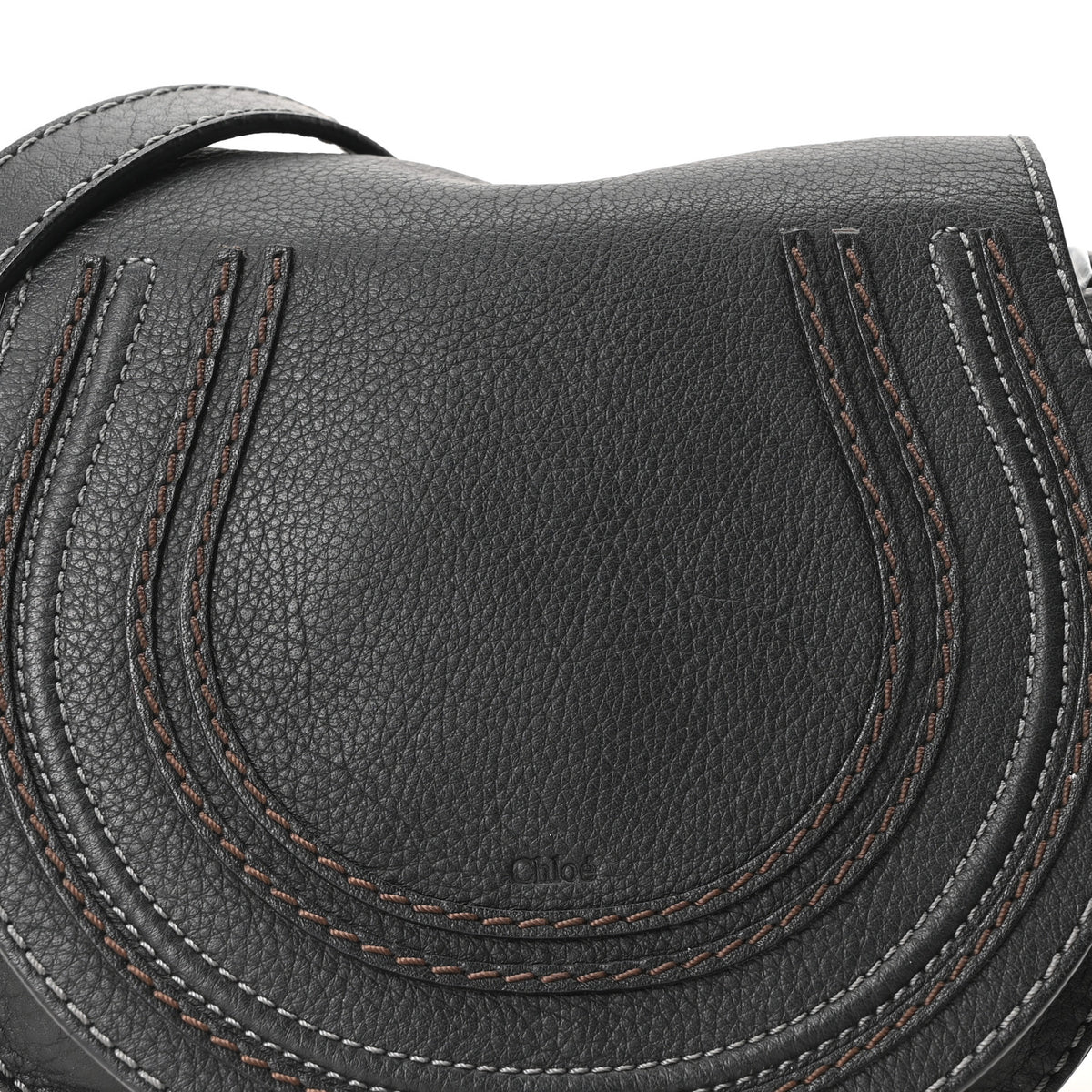 Calfskin Mini Marcie Round Crossbody Bag Black