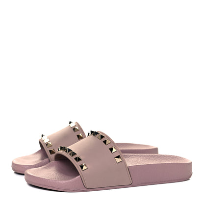 Valentino Garavani Rubber Rockstud Slide Sandals 35 Poudre 3 of 6