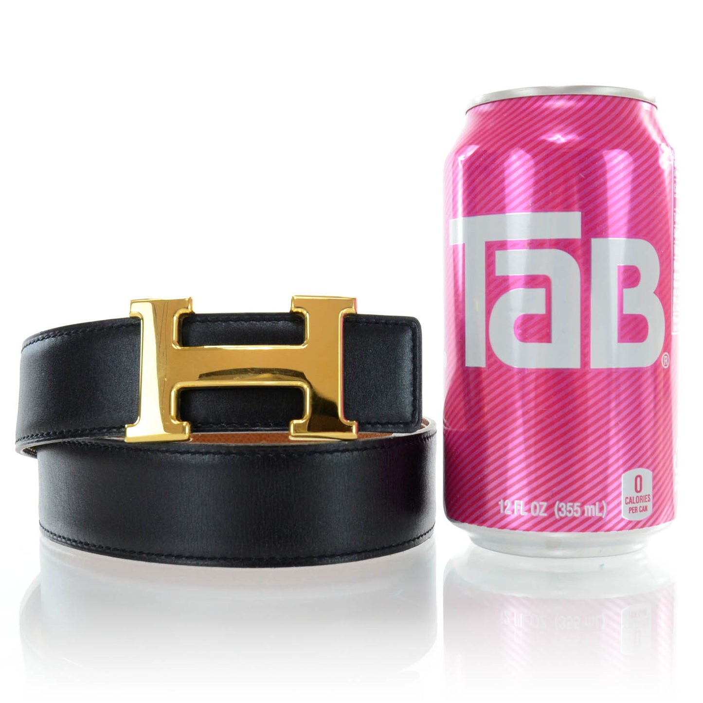 Box Courchevel Reversible Belt Strap Black Gold 65