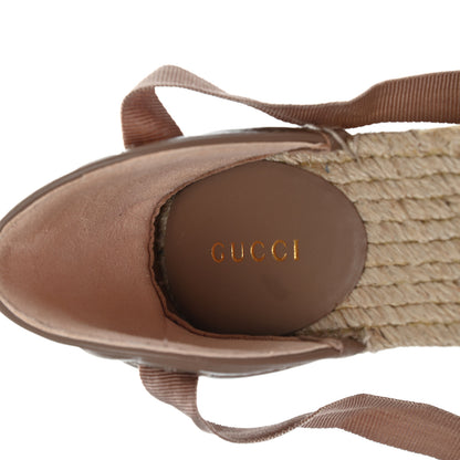 Gucci Nappa Matelasse GG Marmont Ankle Wrap Platform 35/120mm Espadrille Wedges 37.5 Porcelain Rose 6 of 11