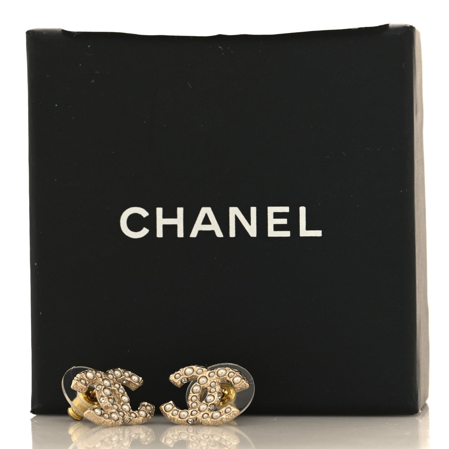 Metal Graduated Pearl Crystal CC Earrings Light Gold