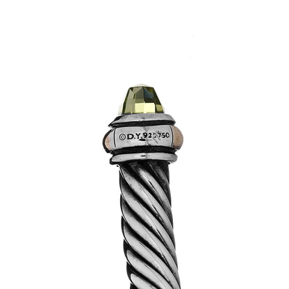 David Yurman Sterling Silver 18K Yellow Gold Peridot 4mm Cable Classics Bracelet 3 of 3