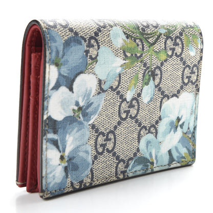 Gucci GG Supreme Monogram Blooms Card Case Beige Blue Navy Hibiscus Red 3 of 7