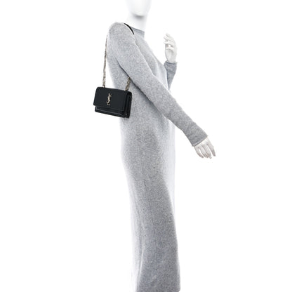 Saint Laurent Calfskin Monogram Sunset Chain Wallet Black 2 of 8