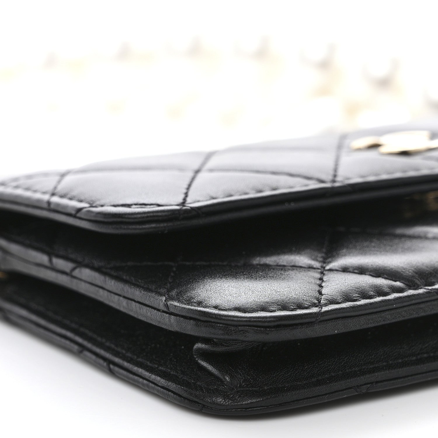 Chanel Calfskin Quilted Mini Maxi Pearls Wallet On Chain WOC Black 10 of 12