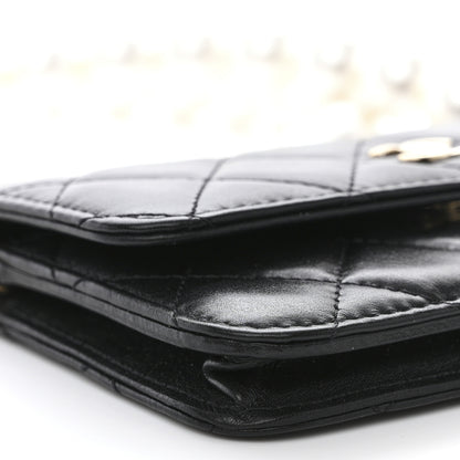 Chanel Calfskin Quilted Mini Maxi Pearls Wallet On Chain WOC Black 10 of 12