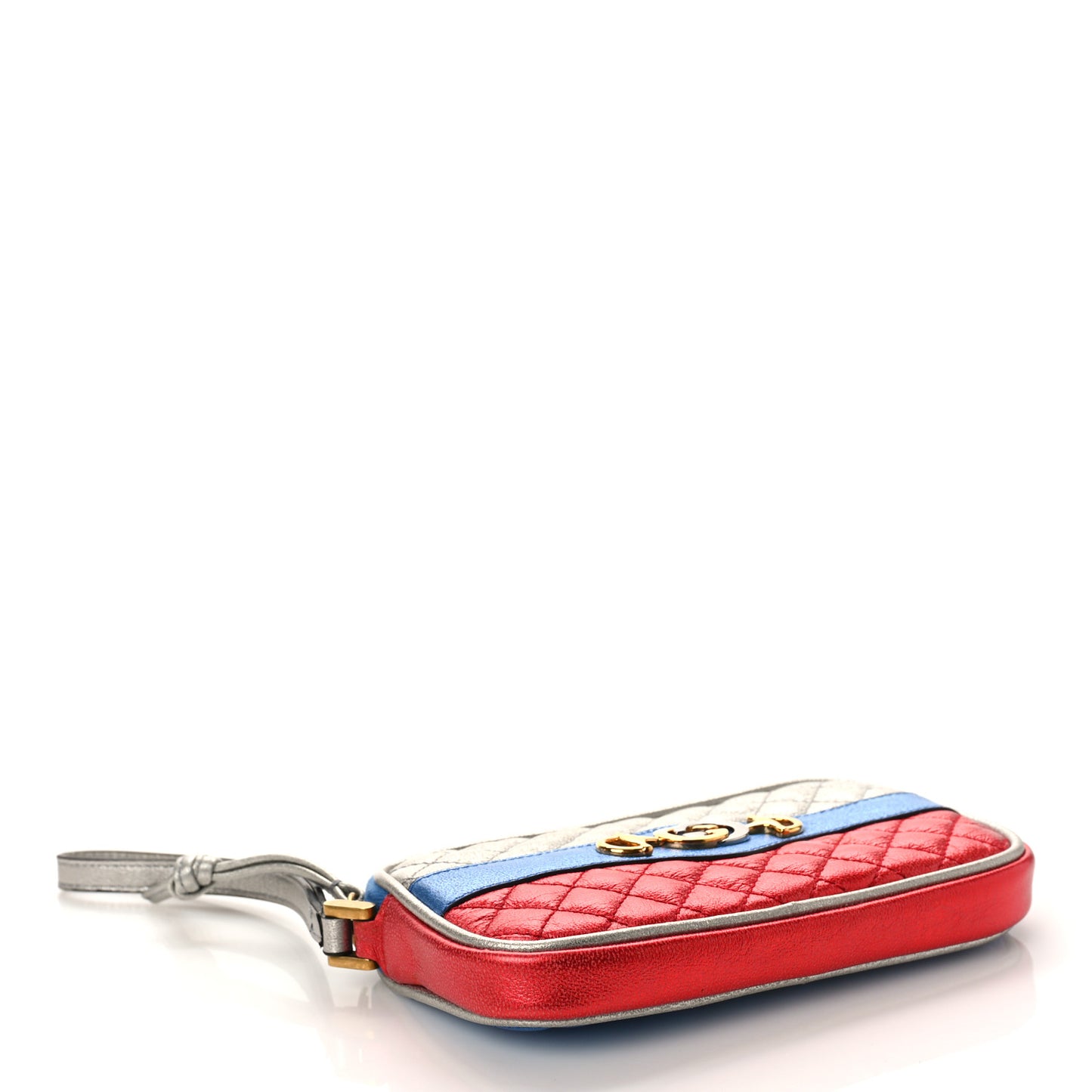 Laminated Nappa Trapuntata Zumi iPhone Case Rosso Marine Argento