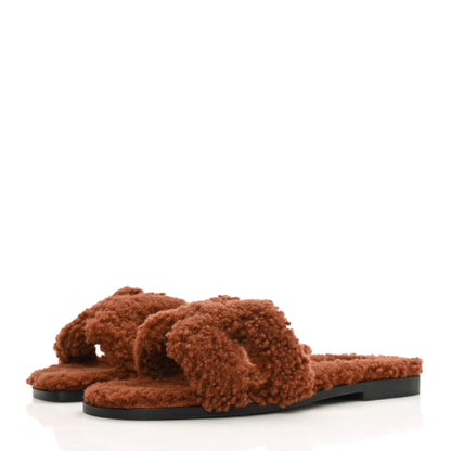 Hermes Woolskin Oran Sandals 36 Cognac 3 of 8