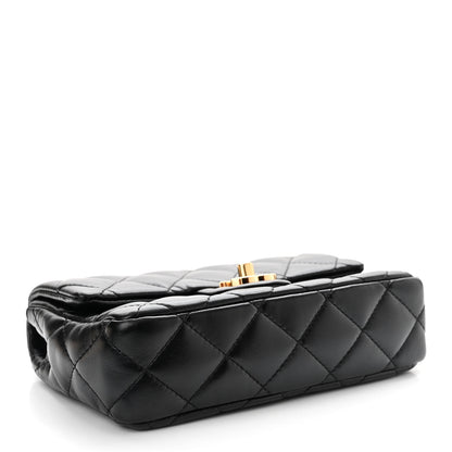 Chanel Shiny Lambskin Quilted Golden Links Top Handle Flap Black 4 of 11