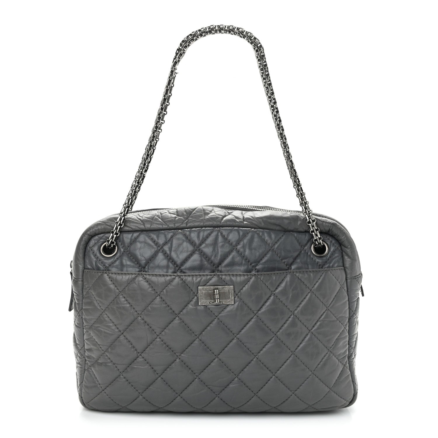 Chanel Aged Calfskin Quilted Large Reissue Camera Case Grey 1 of 11