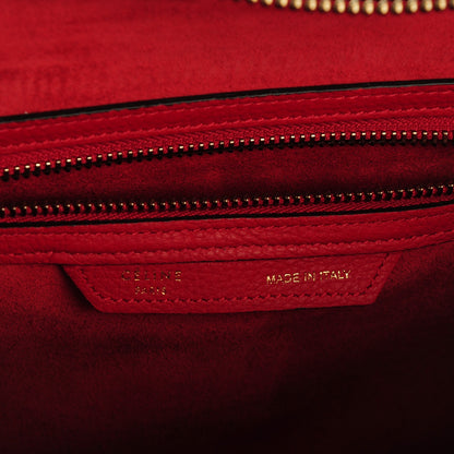 Celine Drummed Calfskin Micro Luggage Coquelicot 6 of 7