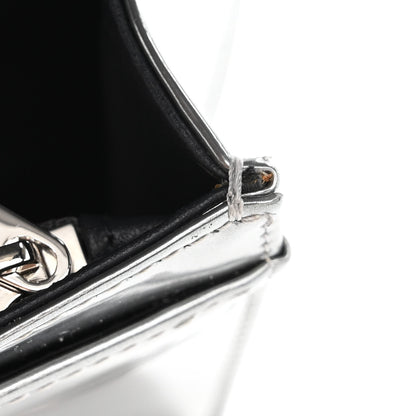 Christian Dior Metallic Patent Micro-Cannage Diorama Wallet on Chain Pouch Silver 11 of 12