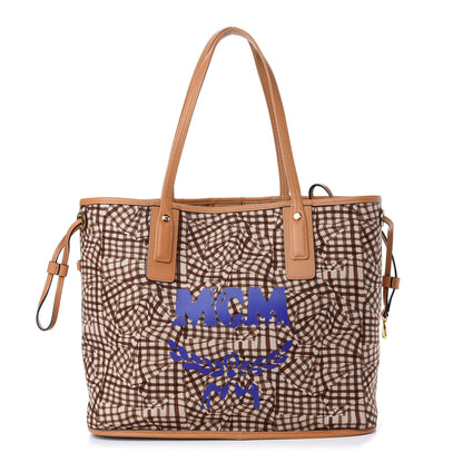 MCM Visetos Medium Liz Reversible Shopper Tote Cognac 6 of 14