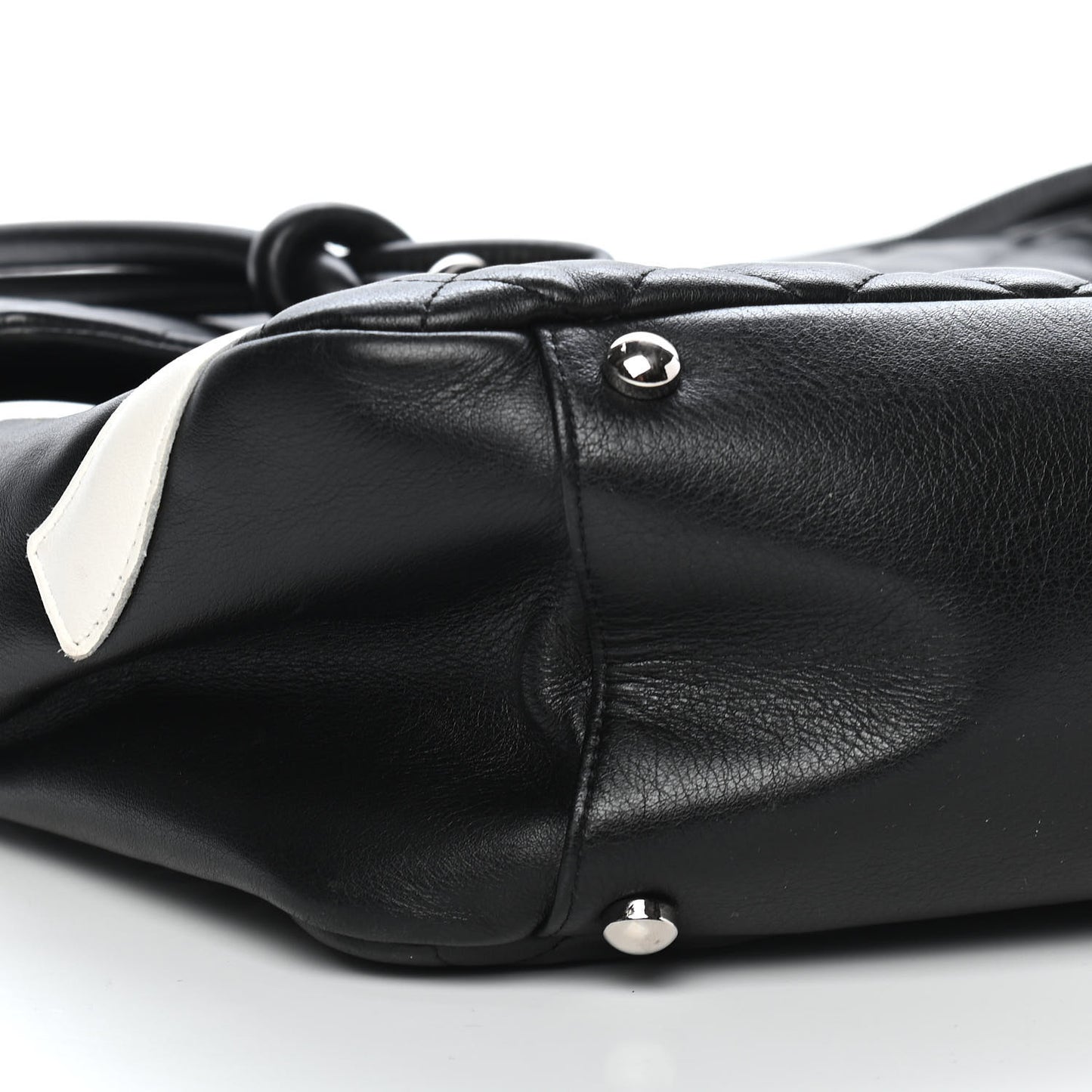 Calfskin Quilted Large Cambon Flap Black White
