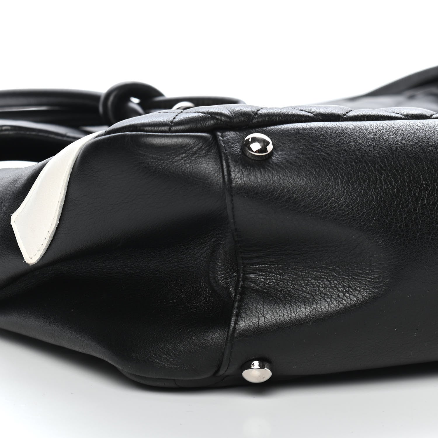 Chanel Calfskin Quilted Large Cambon Flap Black White 8 of 9