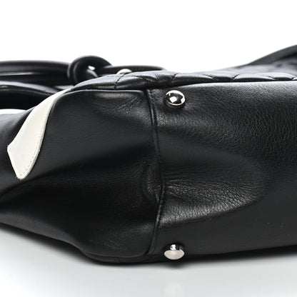 Chanel Calfskin Quilted Large Cambon Flap Black White 8 of 9
