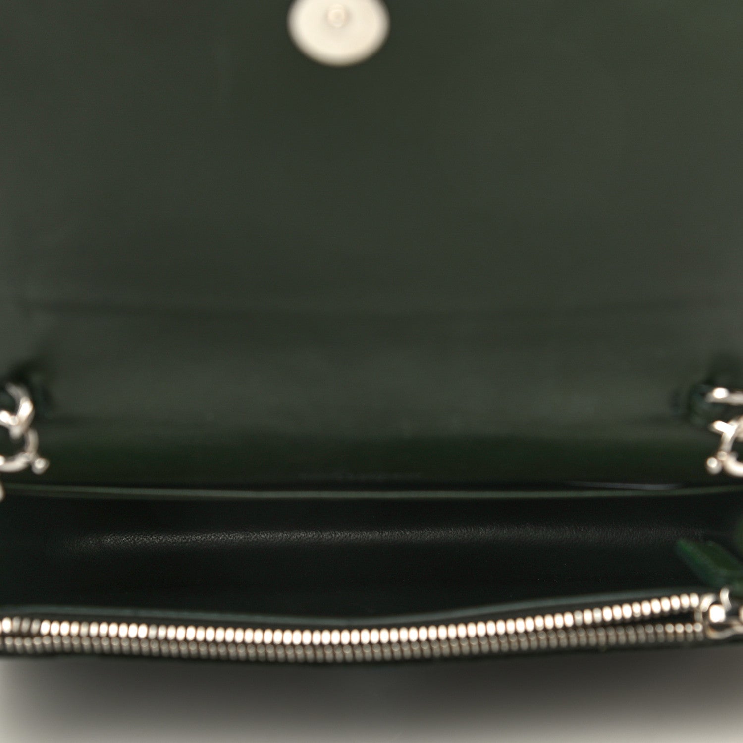 Saint Laurent Velvet Crystal Monogram Tassel Chain Wallet Green 8 of 13