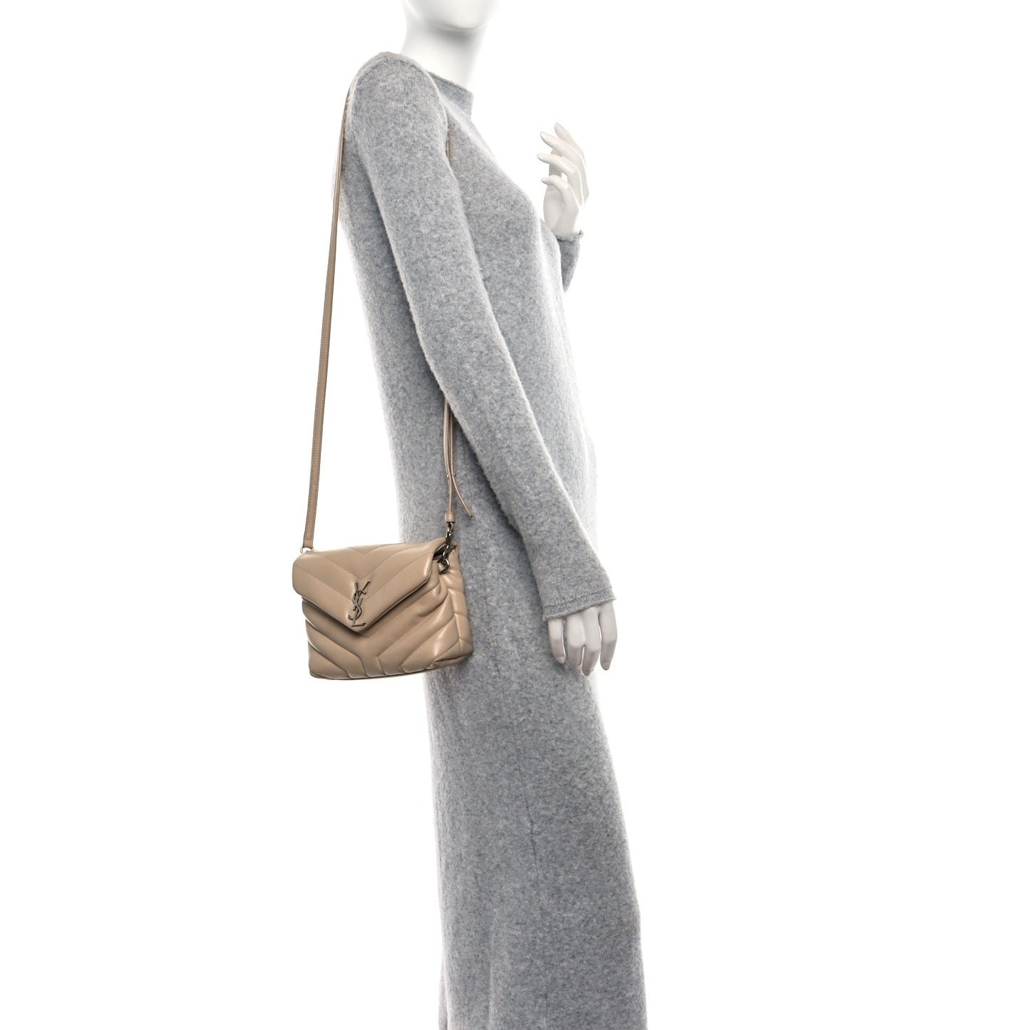 Calfskin Y Quilted Monogram Toy Loulou Crossbody Bag Dark Beige