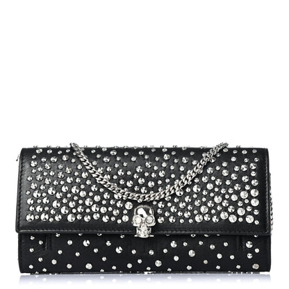 Alexander McQueen Calfskin Studded Skull Wallet on Chain Black 1 of 4