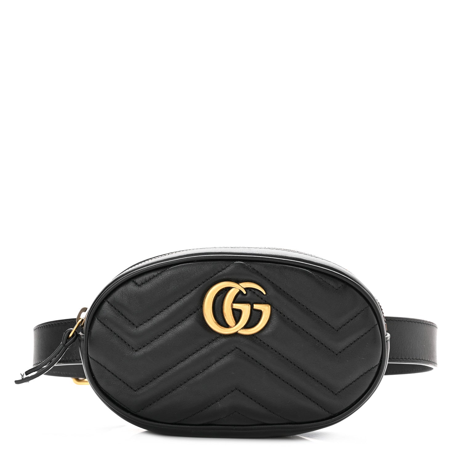 Gucci Calfskin Matelasse GG Marmont Belt Bag 85 34 Black 1 of 11