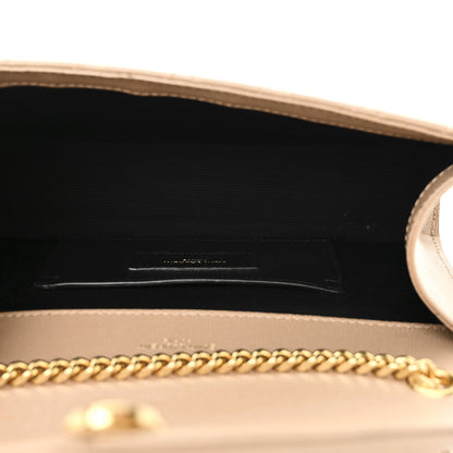 Saint Laurent Grain De Poudre Textured Mixed Matelasse Triquilt Small Monogram Satchel Dark Beige 5 of 9