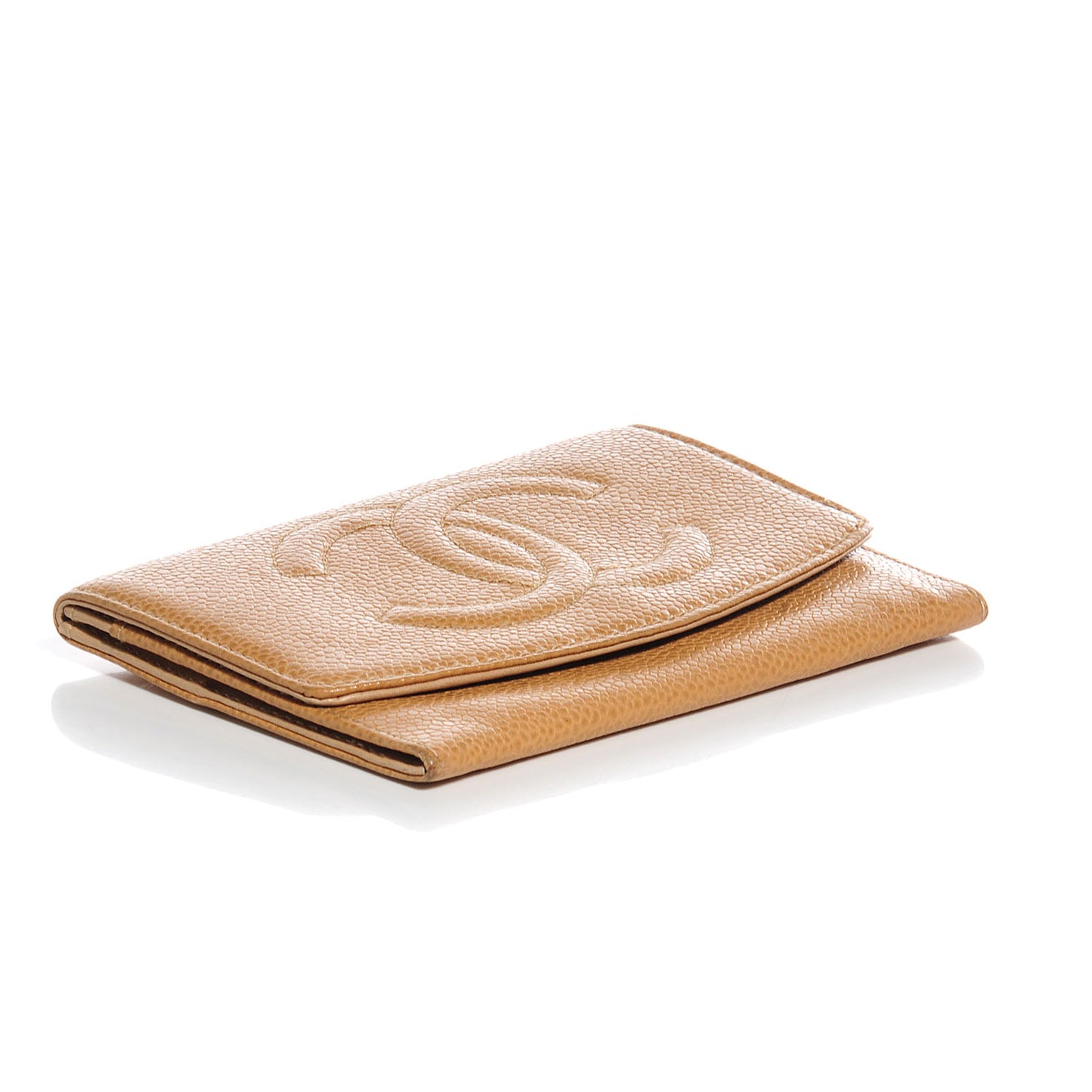 Caviar Card Holder Wallet Beige