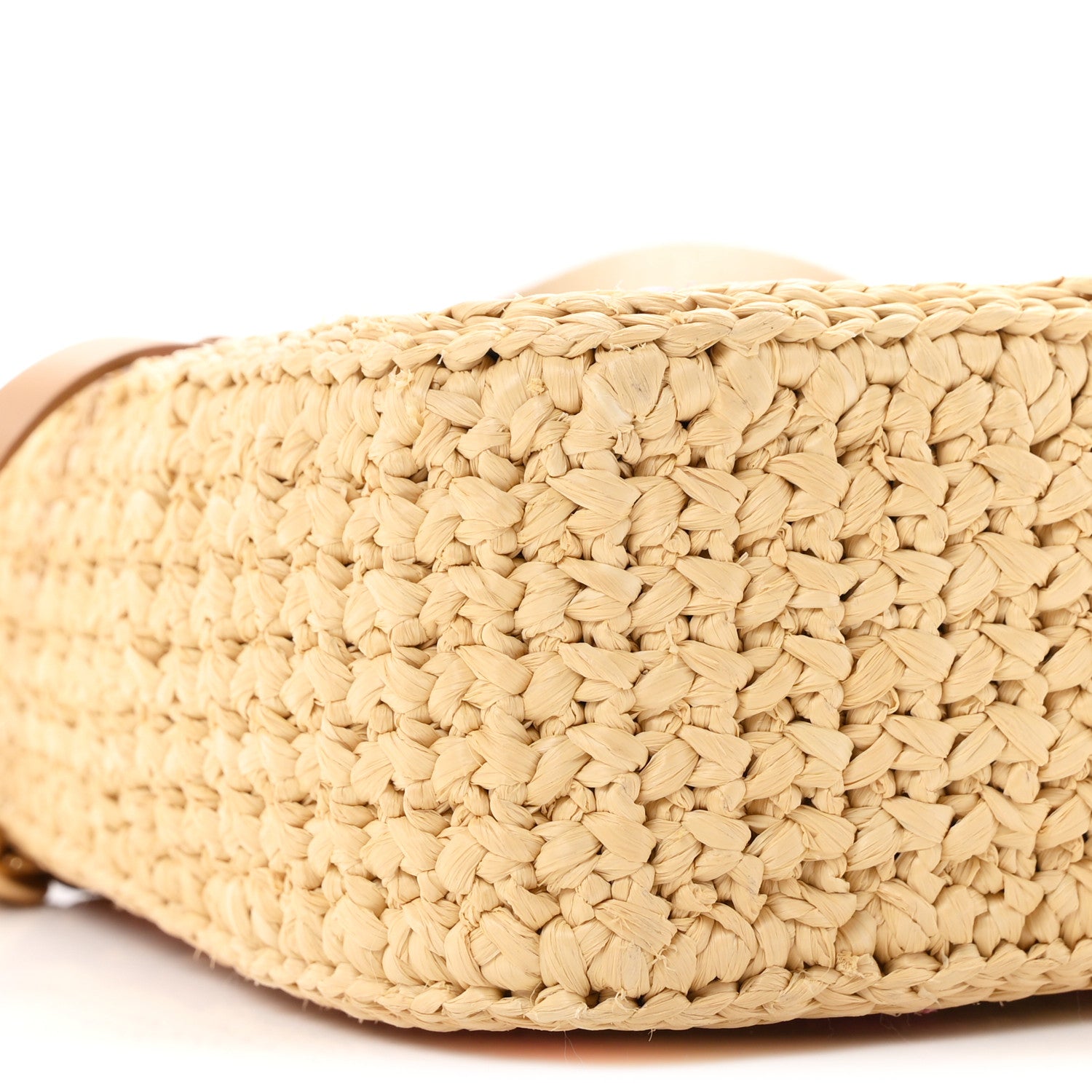 Prada Yarn Raffia Effect Crochet Striped Re-Edition 2005 Shoulder Bag Naturale Petalo 10 of 11