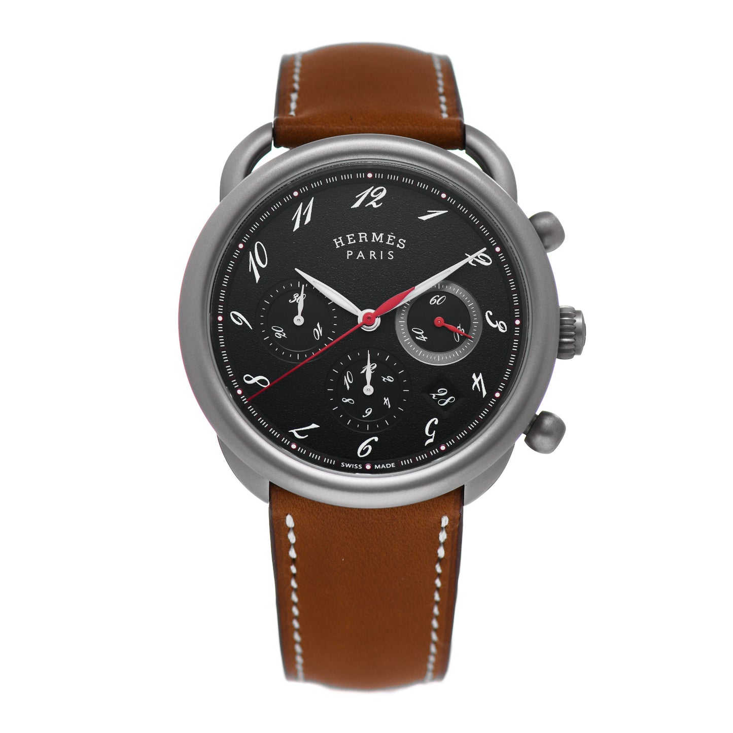 Titanium Barenia 41mm Chronograph Arceau Automatic Watch Cognac