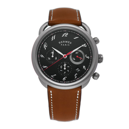Hermes Titanium Barenia 41mm Chronograph Arceau Automatic Watch Cognac 1 of 5