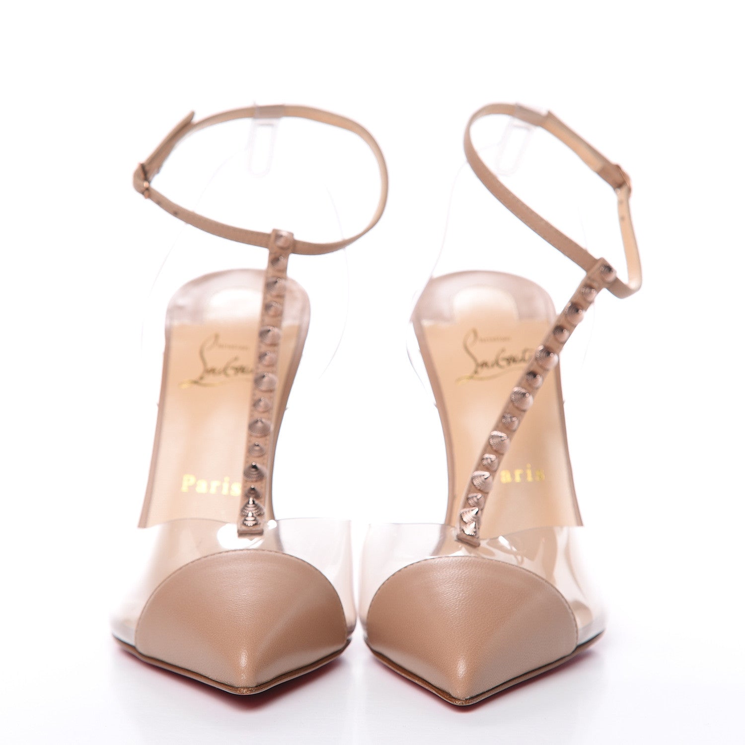 Christian Louboutin Kid PVC Nosy Spikes 100 Pumps 39 Nude 2 of 8