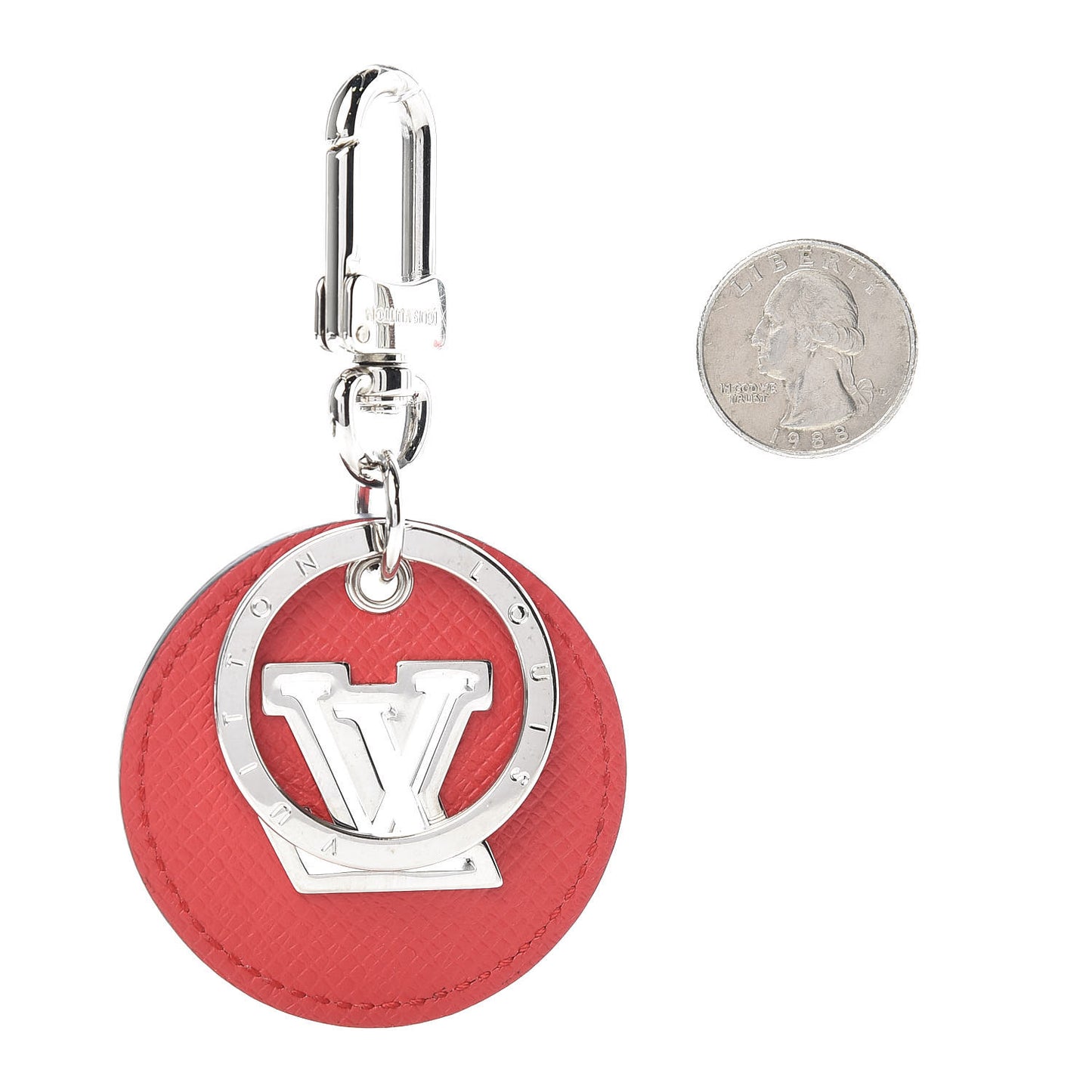 Taiga LV Circle Eyelet Bag Charm Key Holder Rouge