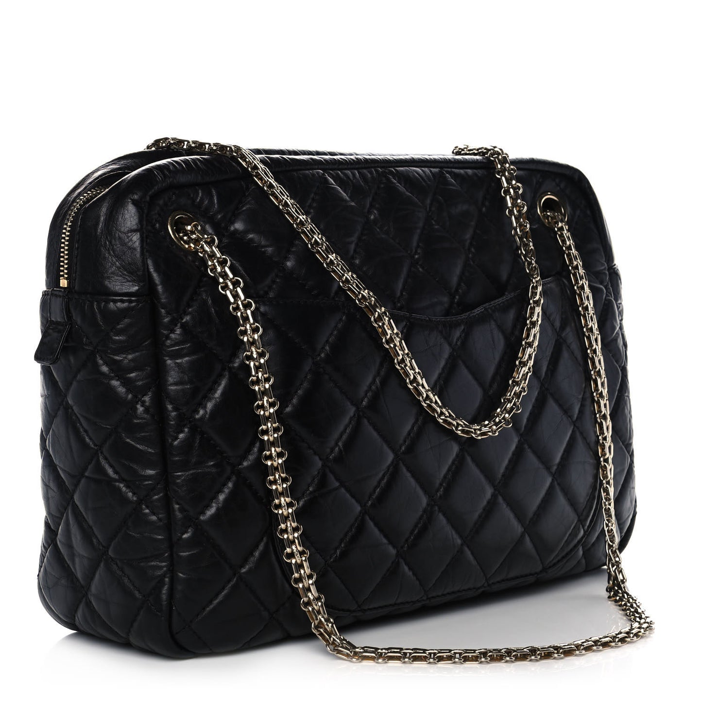 Aged Calfskin Quilted Large Reissue Camera Case Black