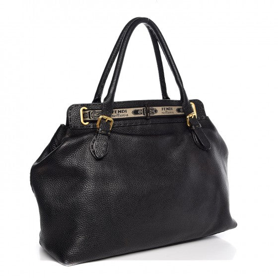 Fendi Calfskin Romano Selleria Large Villa Borghese Tote Black 3 of 11