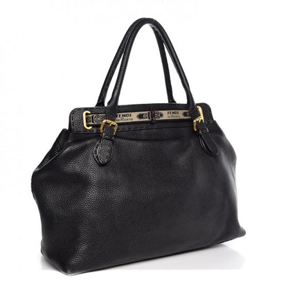 Fendi Calfskin Romano Selleria Large Villa Borghese Tote Black 3 of 11