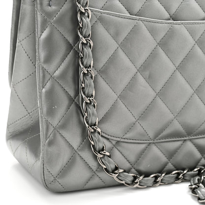 Chanel Metallic Calfskin Quilted Jumbo Double Flap Silver 12 of 14
