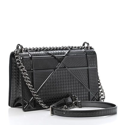Christian Dior Metallic Patent Micro-Cannage Medium Diorama Flap Bag Graphite 2 of 4