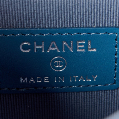 Chanel Shiny Crumpled Calfskin Strass Quilted Mini Top Handle Wallet On Chain Blue 6 of 11