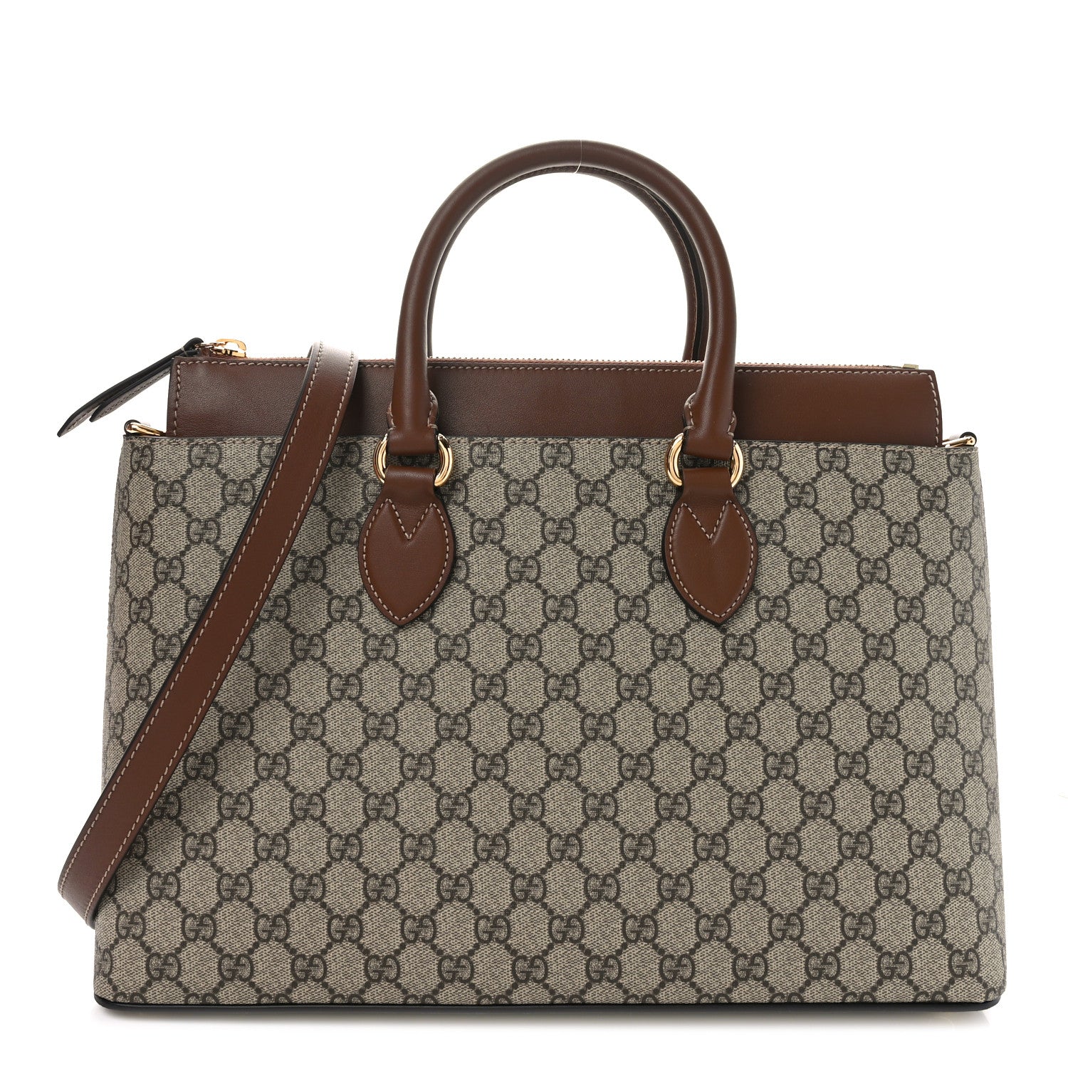 Gucci GG Supreme Monogram Large Zip Top Tote Beige Tuscany 1 of 10