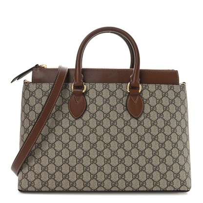 Gucci GG Supreme Monogram Large Zip Top Tote Beige Tuscany 1 of 10