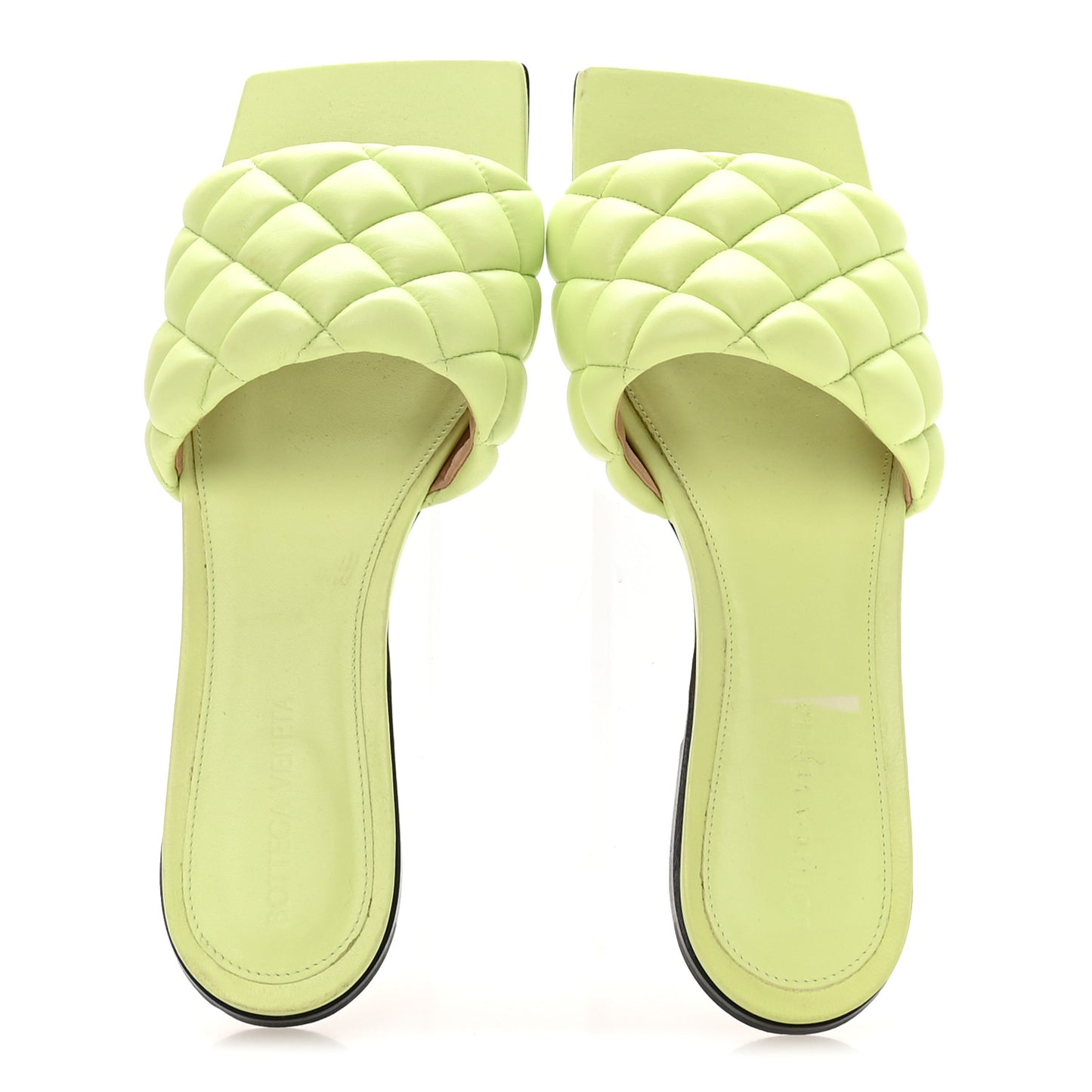 Nappa Matelasse Padded Flat Sandals 38.5 Lime Green
