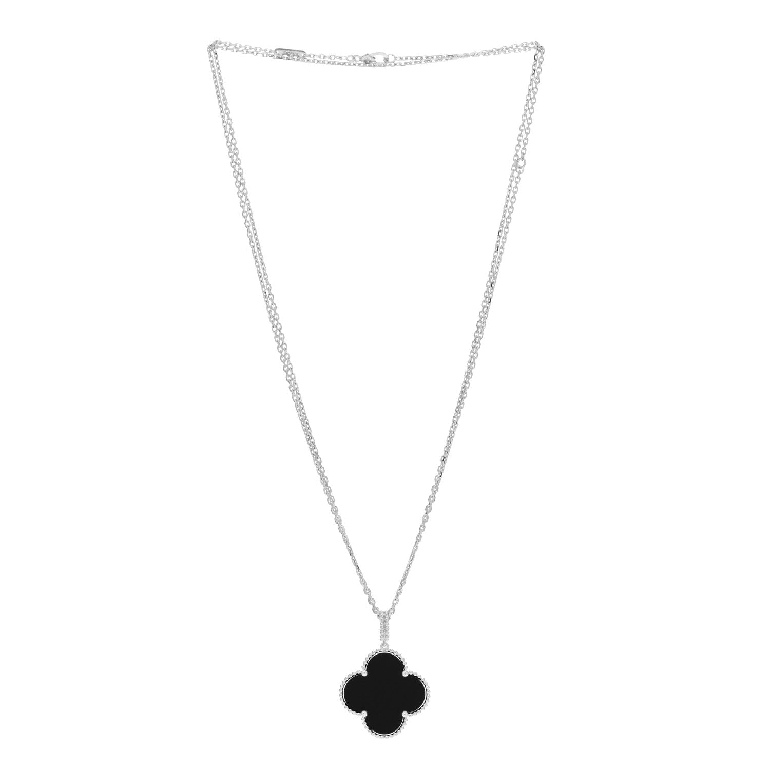 Van Cleef & Arpels 18K White Gold Black Onyx Magic Alhambra Pendant Necklace 3 of 5