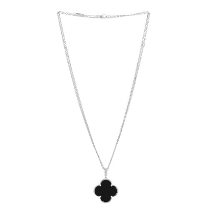 Van Cleef & Arpels 18K White Gold Black Onyx Magic Alhambra Pendant Necklace 3 of 5