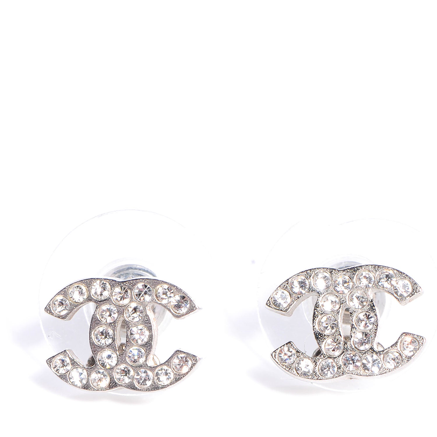 Chanel Crystal CC Earrings Silver 1 of 5