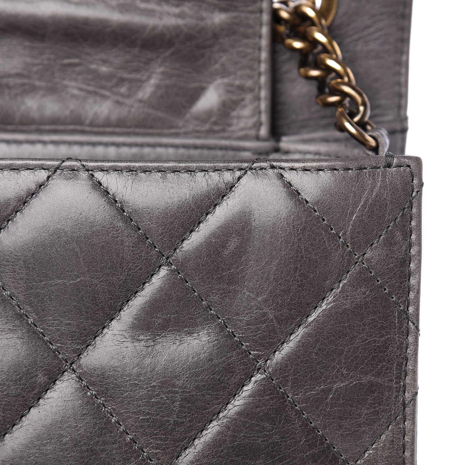 Chanel Glazed Calfskin Quilted Large Perfect Edge Flap Grey 9 of 17